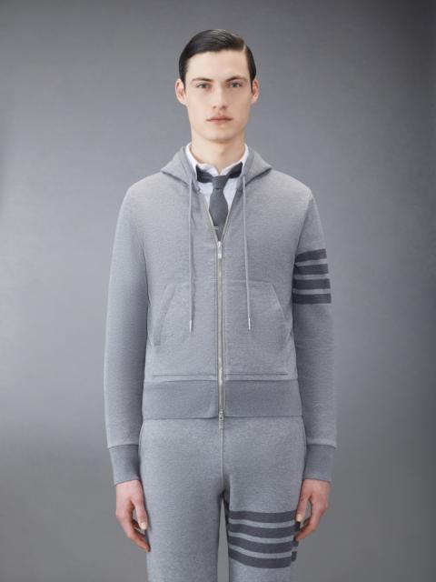 Medium Grey Cotton Loopback Relaxed Fit Tonal 4-Bar Zip-up Hoodie