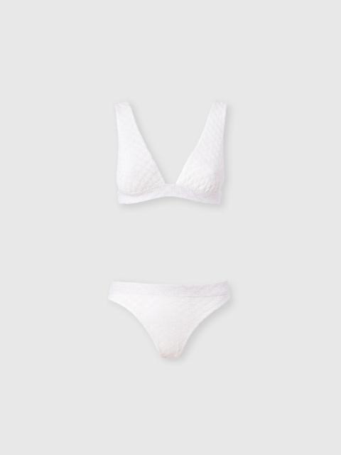Bralette bikini in lamé viscose with raschel workmanship