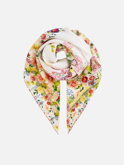 LARGE CRYSTALLED SILK SQUARE SCARF