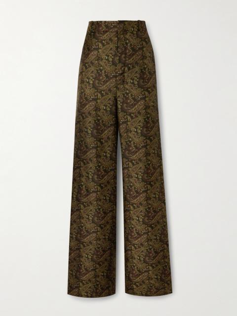 Paisley-print Silk-twill Wide-leg Pants