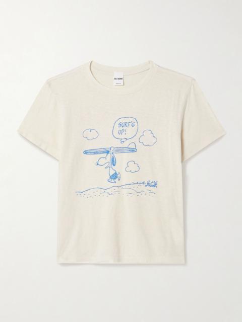 + Peanuts Snoopy Surf's Up printed cotton-jersey T-shirt White