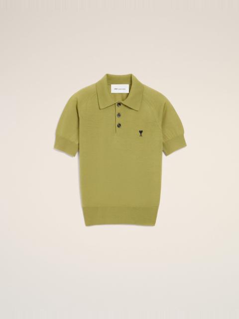 GREEN WOOL SHORT SLEEVES AMI DE COEUR POLO