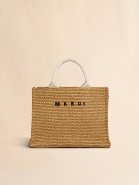 SMALL BROWN RAFFIA TOTE BAG