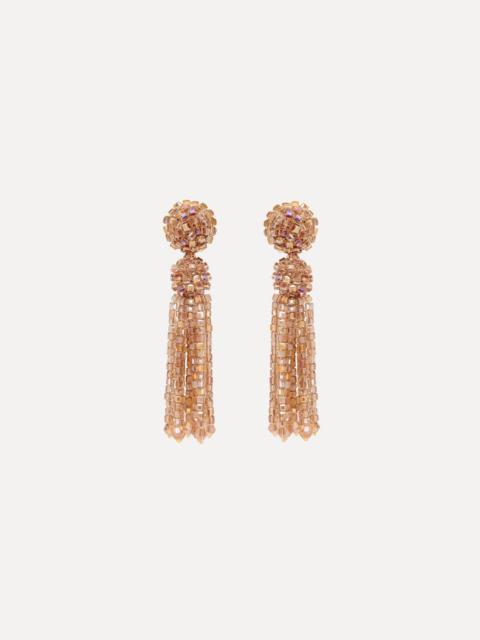 CRYSTAL FRINGE TASSEL CLIP-ON EARRINGS