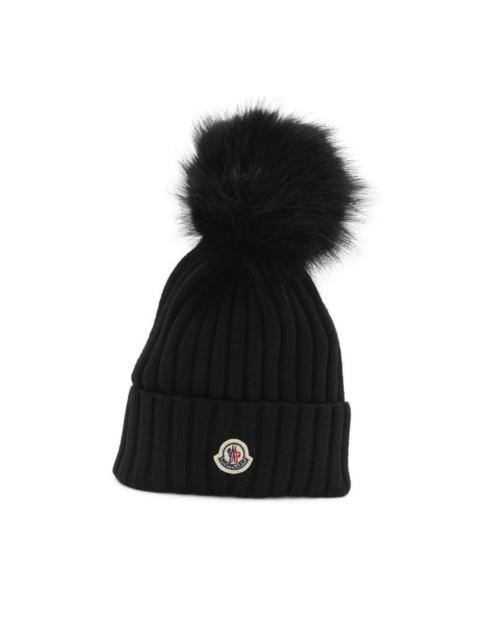 ribbed knit pom-pom beanie