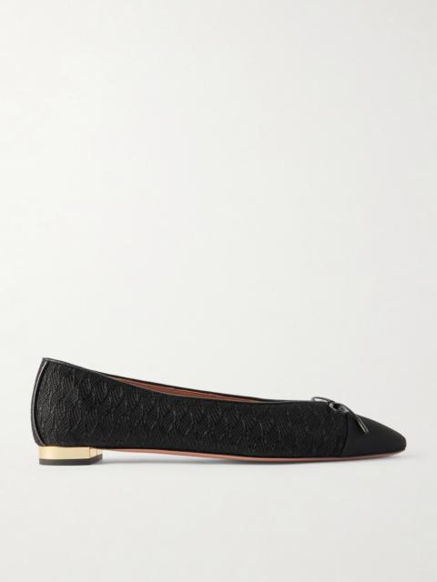 Gioia Bow-detailed Grosgrain And Leather-trimmed Crocheted Ballet Flats