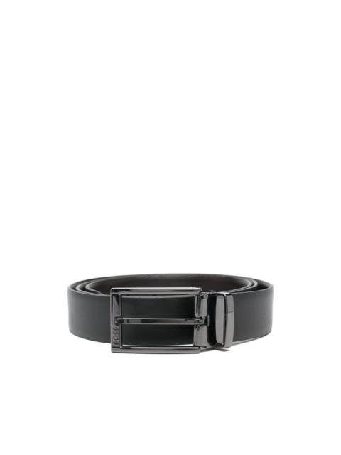 logo-buckle leather belt