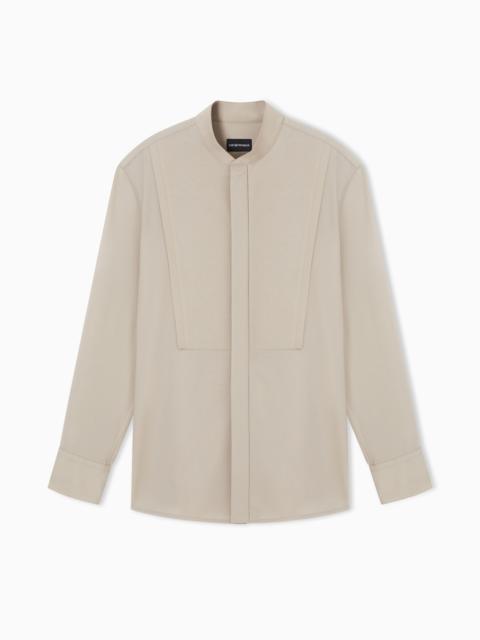 GURU-COLLAR SHIRT IN SOFT-FINISH VIRGIN-WOOL CANVAS