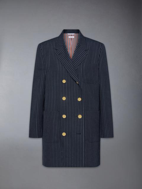 PINSTRIPE HIGH TWIST WOOL SACK SPORTCOAT DRESS