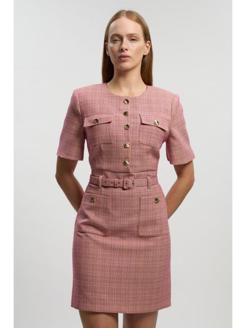 Tailored Check Belted Mini Dress
