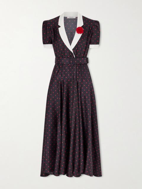 Belted Printed Silk-twill Gown