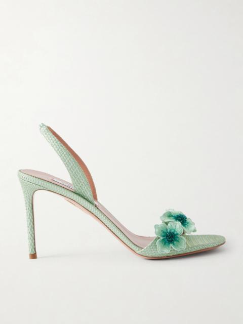 Passionflower 85 Embellished Raffia Slingback Sandals