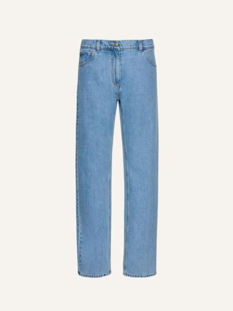 Straight-leg denim pants in sky blue