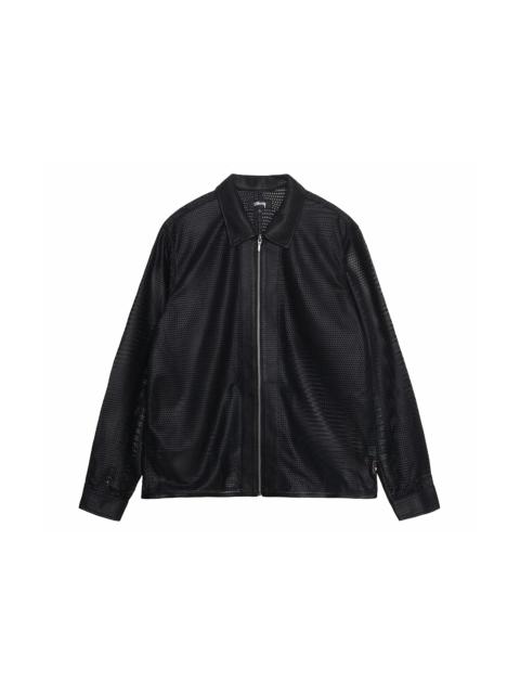 Stussy Perforated Leather Zip Shirt Black