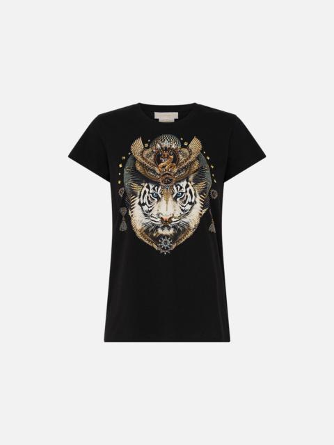 SLIM FIT ROUND NECK T-SHIRT - BLK/GOLD