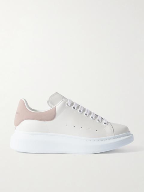 Exaggerated-sole Suede-trimmed Leather Sneakers