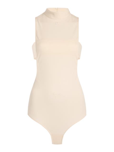 Mockneck Crepe Jersey Bodysuit ivory