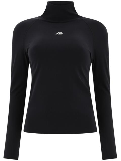 Activewear embroidered-logo turtleneck top