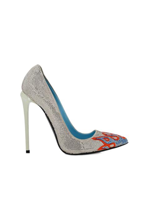 120mm rhinestone-embellished suede pumps