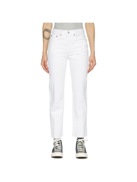 White 70s Stove Pipe Jeans