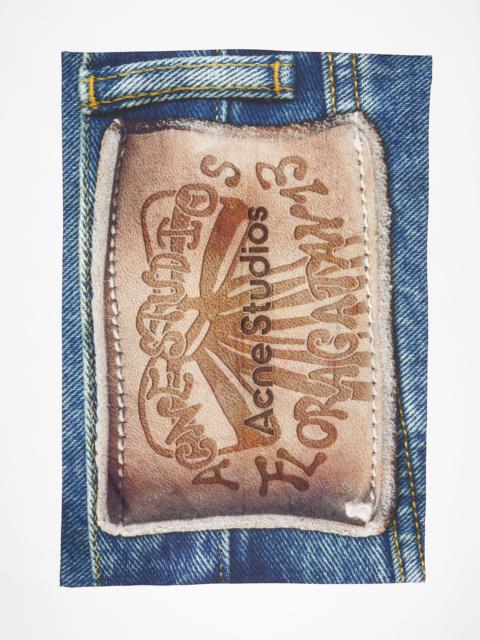 Oversized print scarf - Beige/blue