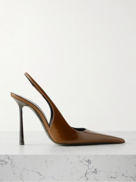 Vendôme glossed-leather slingback pumps Brown