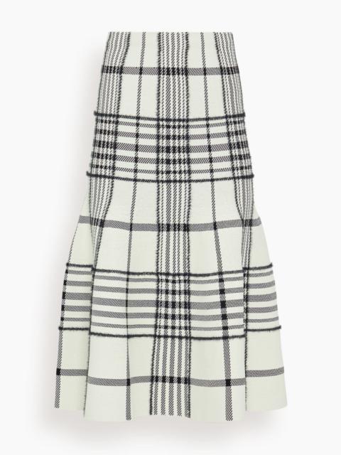 The Rory Flare Knit Skirt in Ivory Plaid