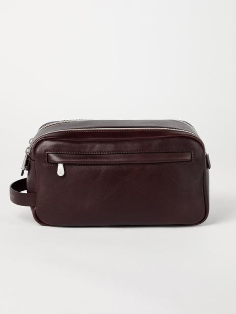 Calfskin beauty case with double zipper