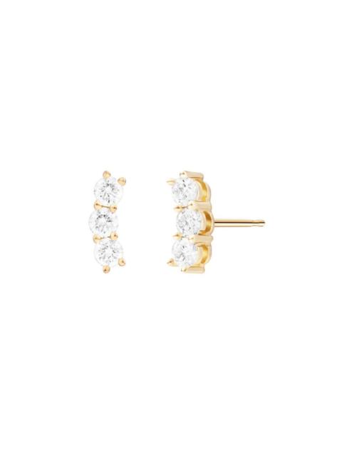 Mini Aria Diamond Triplet Stud Earrings - Yellow Gold