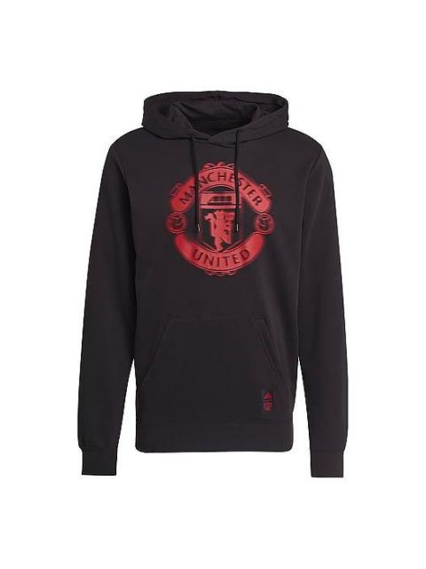Men's adidas SS22 Manchester United Soccer/Football Series Printing Hooded Sports Autumn Black GR389