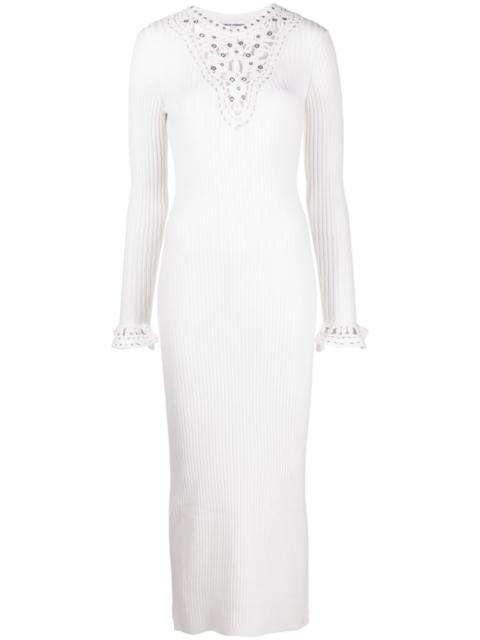 open-knit panel midi dress