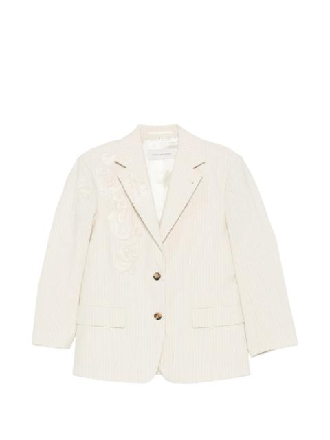 Dries Van Noten Birdy Embroidered Pinstripe-pattern Blazer