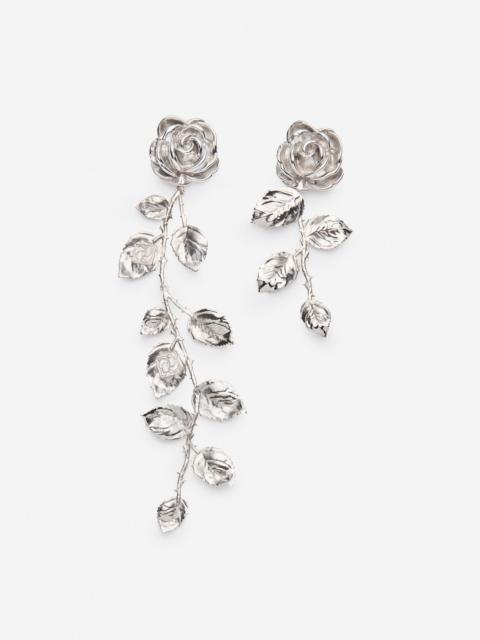 Cascading rose earrings in silver