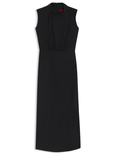 LONG-LENGTH DRESS IN CREPE WITH DRAPED MOCK NECKLINE