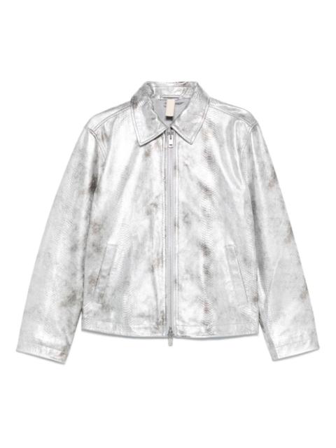 snakeskin-effect zip-front jacket