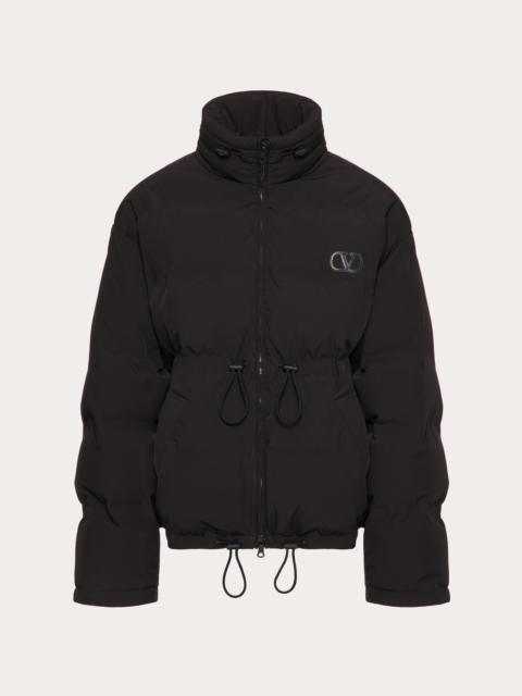MATTE NYLON DOWN JACKET WITH HOOD AND VLOGO SIGNATURE PATCH