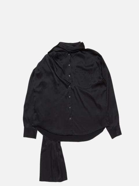 Layered Satin Blouse - Black