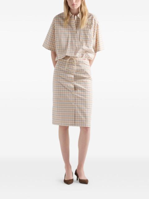 embroidered checked poplin top