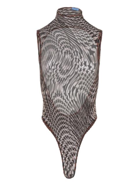 patterned high-neck bodysuit