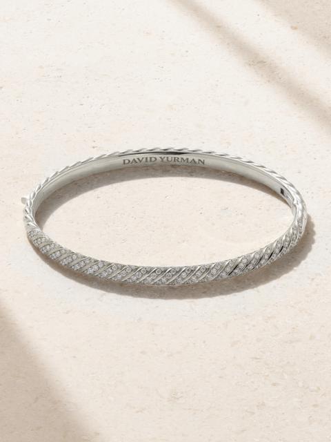 Sculpted Cable 18-karat White Gold Diamond Bangle