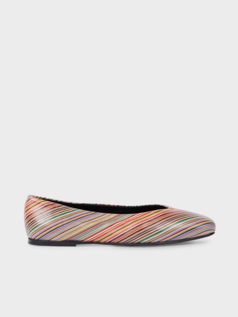 Women's Signature Stripe Leather 'Topanga' Ballet Flats