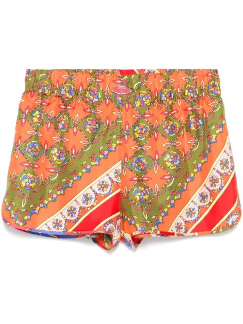 Festa-print silk shorts