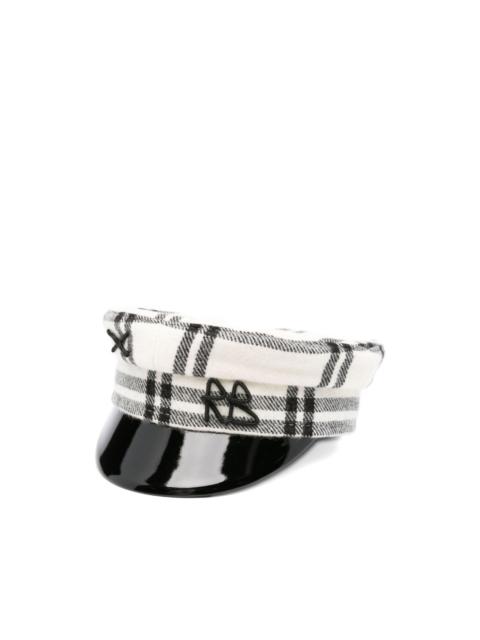 checked-pattern beret