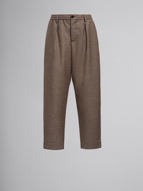 LIGHT BROWN WOOL CROPPED PANTS