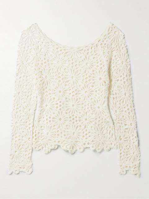 Crocheted Cotton-blend Top