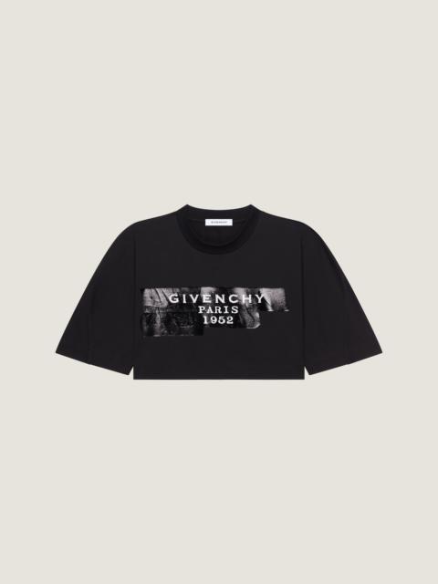CROPPED COCOON T-SHIRT IN COTTON WITH GIVENCHY TAPE PRINT