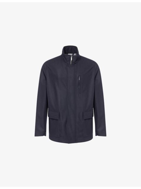 High-Neck Relaxed-Fit Wool Coat