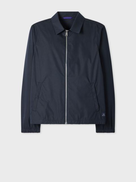 Navy Cotton-Blend Zip Jacket