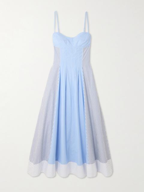 Chamberlain Paneled Striped Cotton-poplin Midi Dress