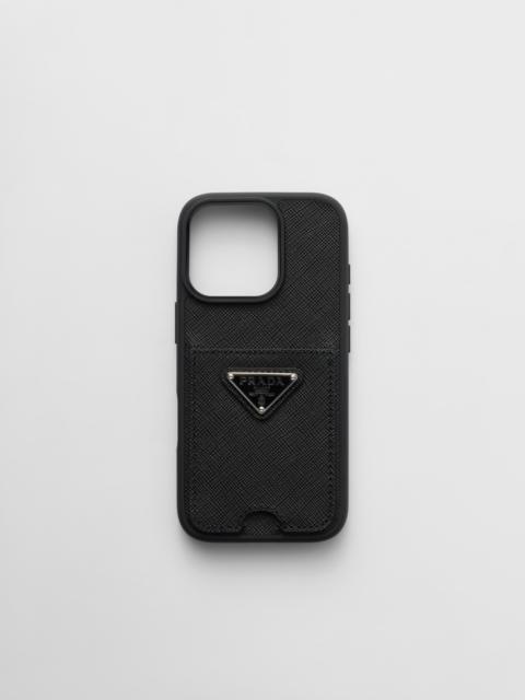 Saffiano leather case for iPhone 16 Pro